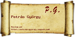Petrás György névjegykártya